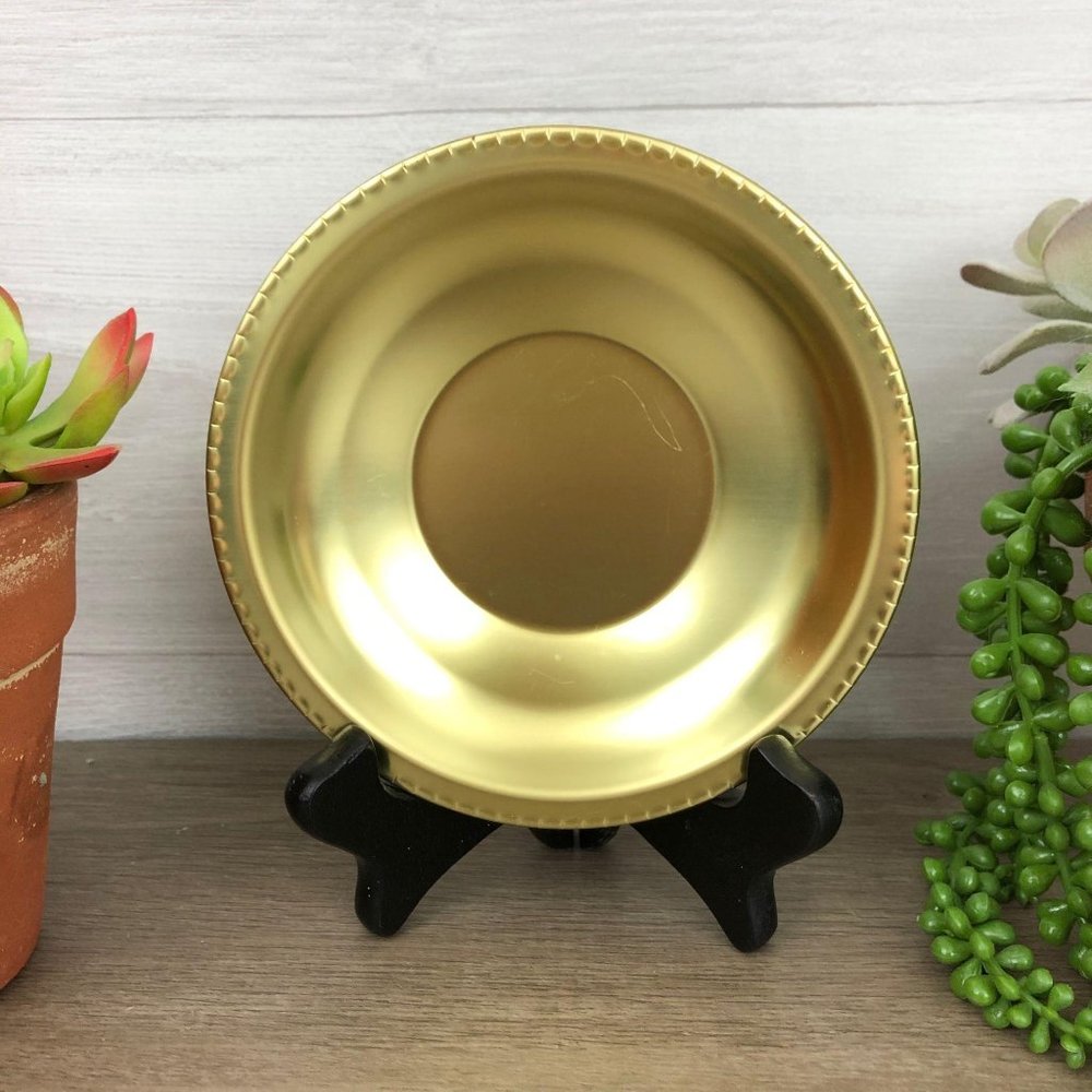 Gold Electroplate Candle Saucer, Candle Plate Stan